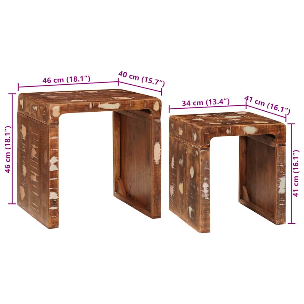 Tables d'appoint Multicolore bois de récupération massif