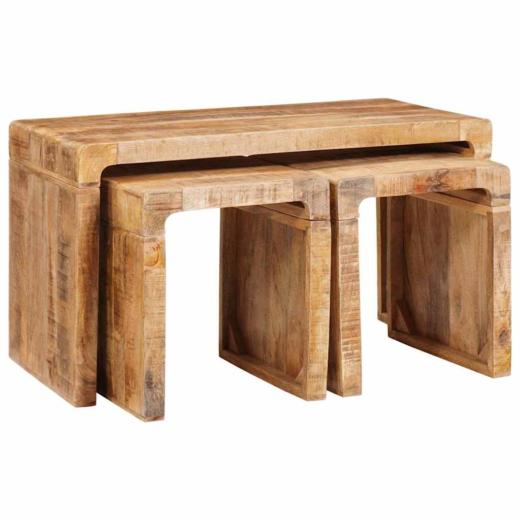 Tables gigognes 3 pcs bois de manguier massif