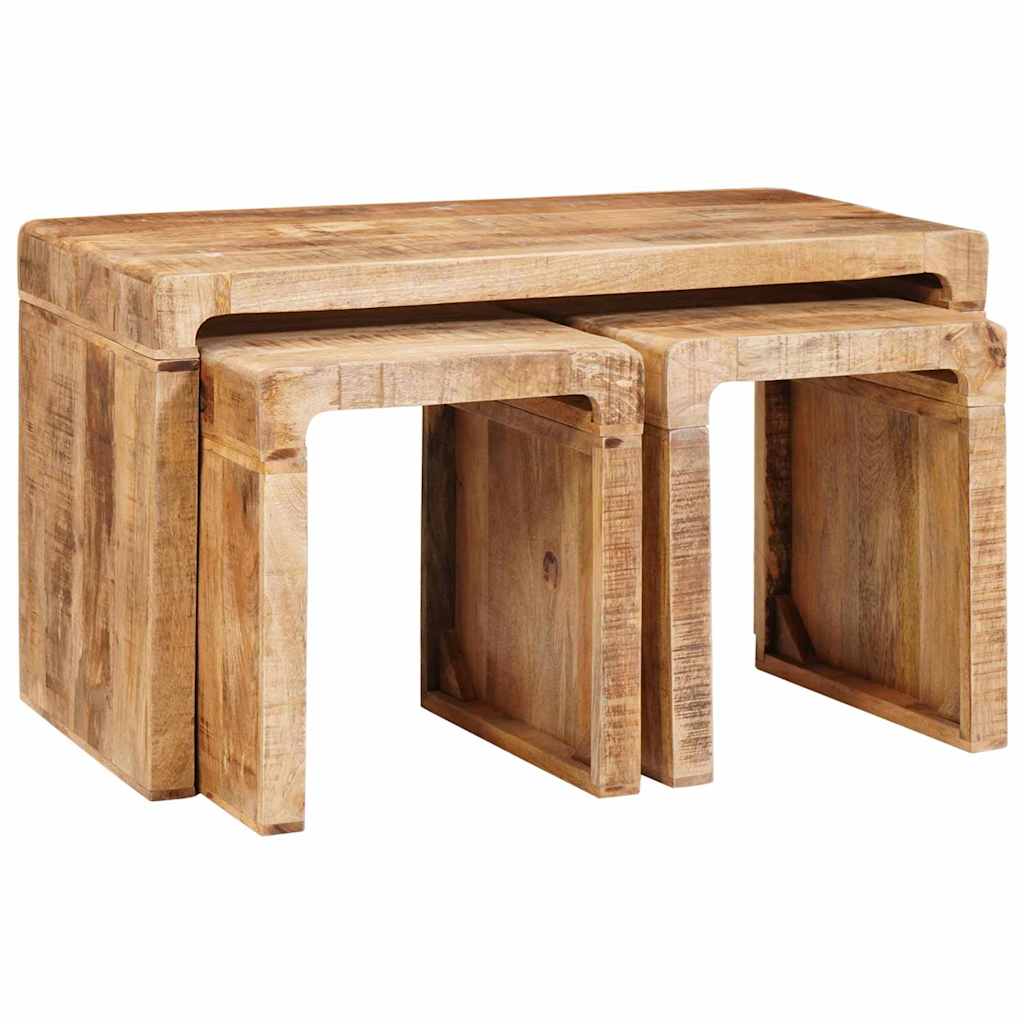 Tables gigognes 3 pcs bois de manguier massif