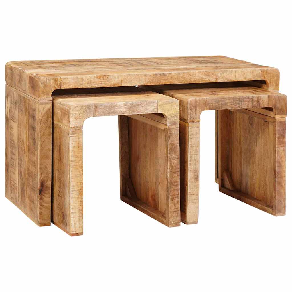 Tables gigognes 3 pcs bois de manguier massif