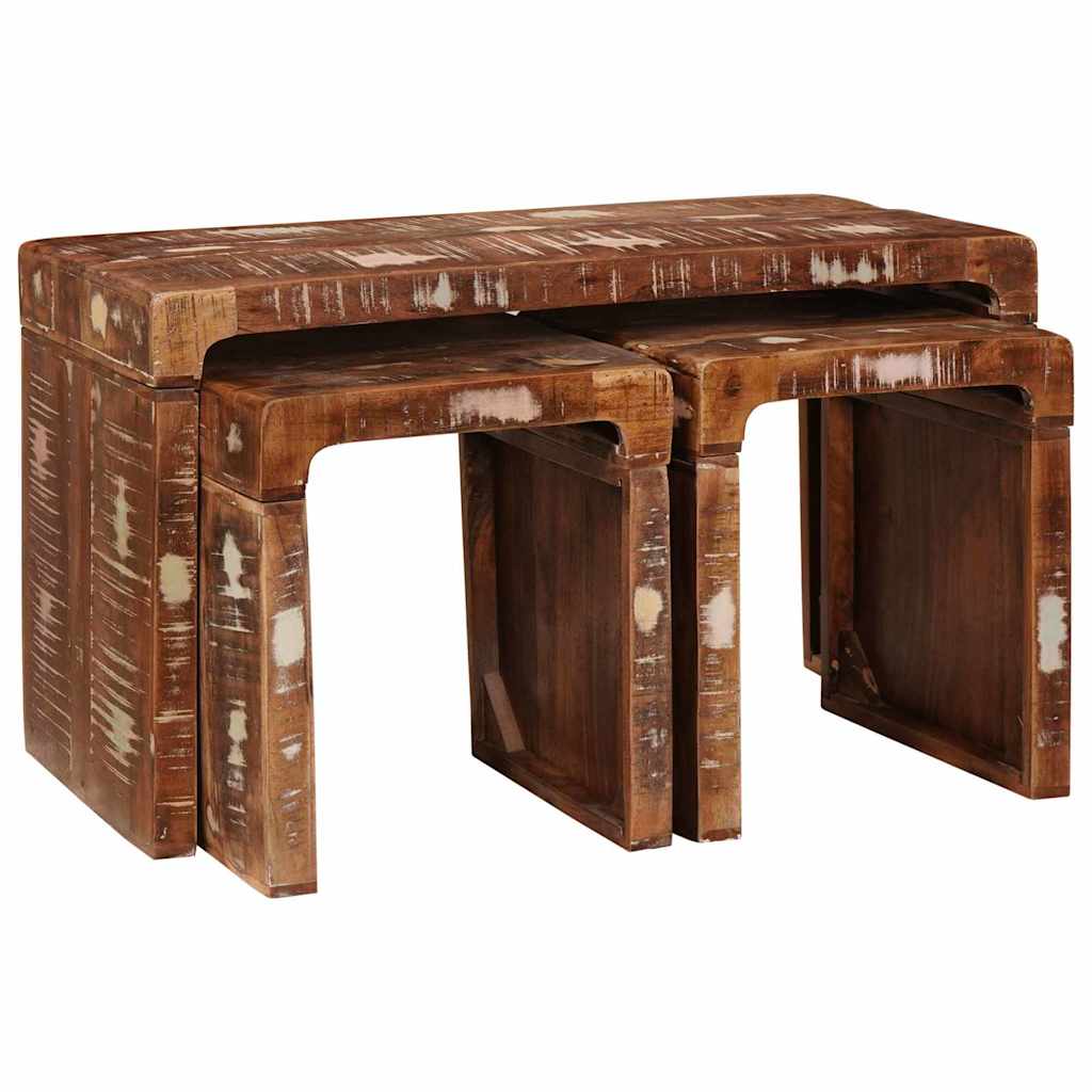 Tables gigognes 3 pcs bois de récupération massif