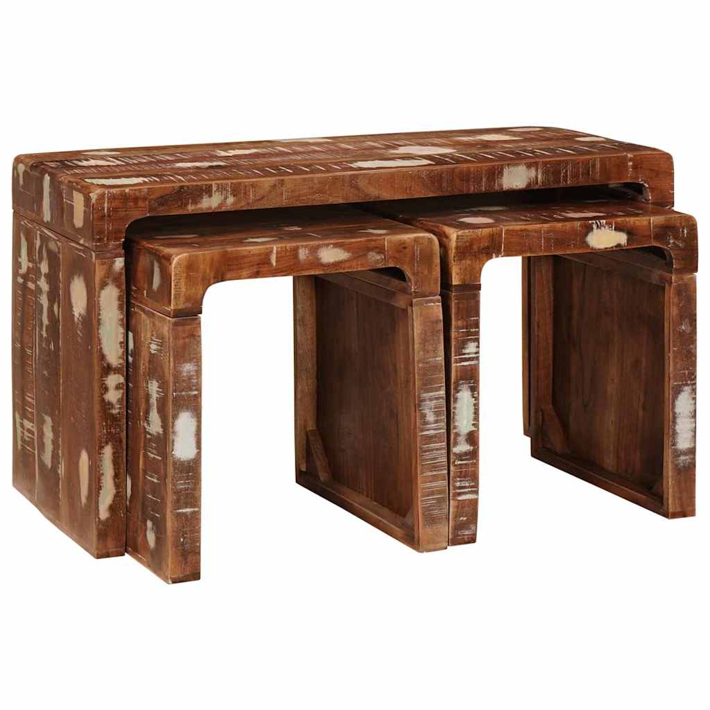 Tables gigognes 3 pcs bois de récupération massif
