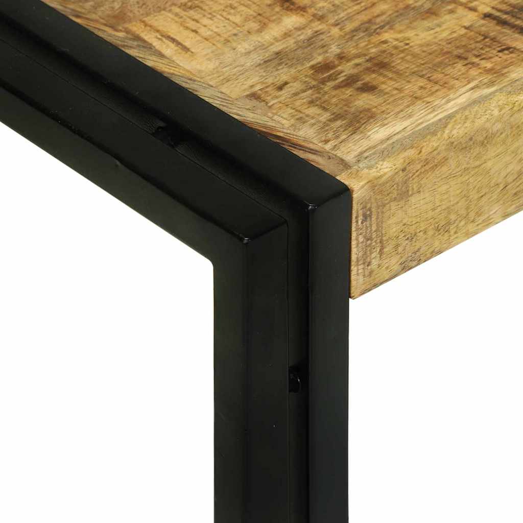 Table Gigogne 3 pcs Marron et noir Bois de manguier brut massif