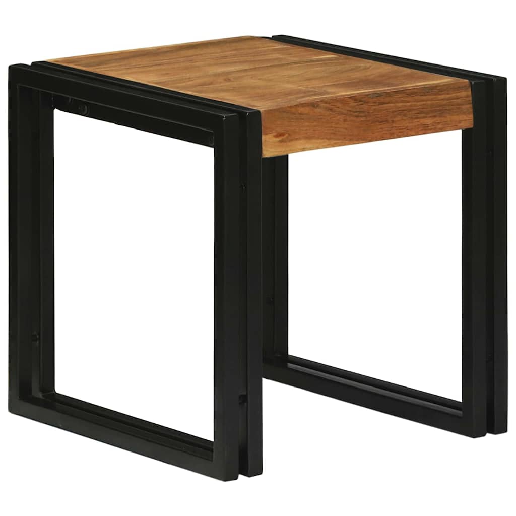 Table Gigogne 3 pcs Bois d'acacia solide et un métal