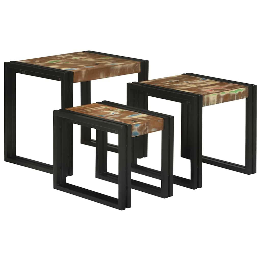 Tables gigognes 3 pcs Bois massif de récupération