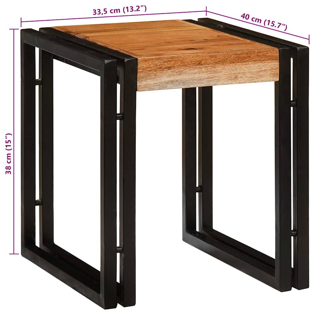 Tables d'appoint 3 pcs Marron et noir Bois d'acacia massif
