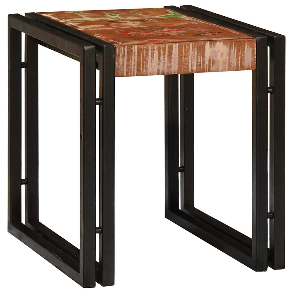 Table Gigogne 3 pcs Marron et noir bois de récupération massif