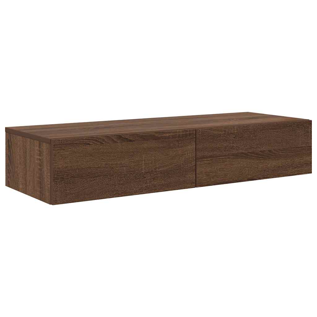 Étagère murale avec tiroirs chêne marron bois d'ingénierie