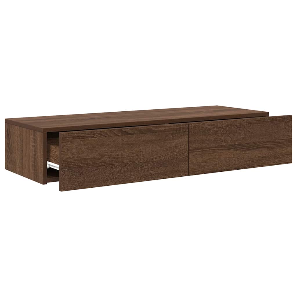 Étagère murale avec tiroirs chêne marron bois d'ingénierie