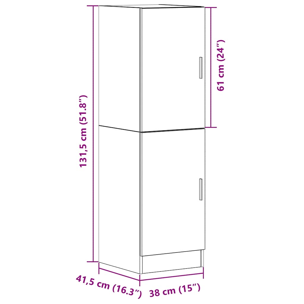 Mueble de cocina de roble hecho a mano 38x41,5x131,5 cm
