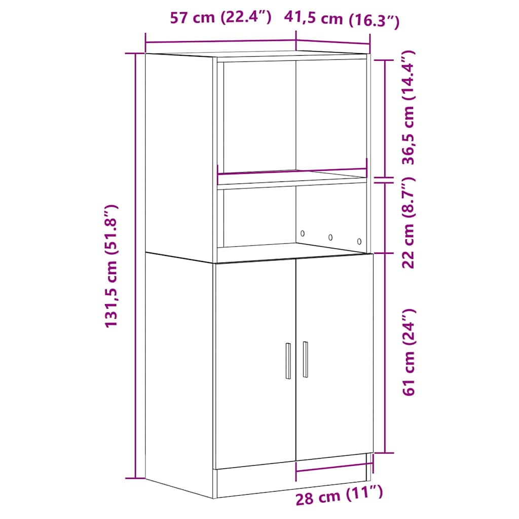 Mueble de cocina Sonoma gris 57x41,5x131,5 cm madera de ingeniería
