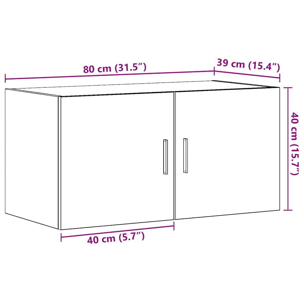 Armoire murale chêne noir 80x39x40 cm bois d'ingénierie