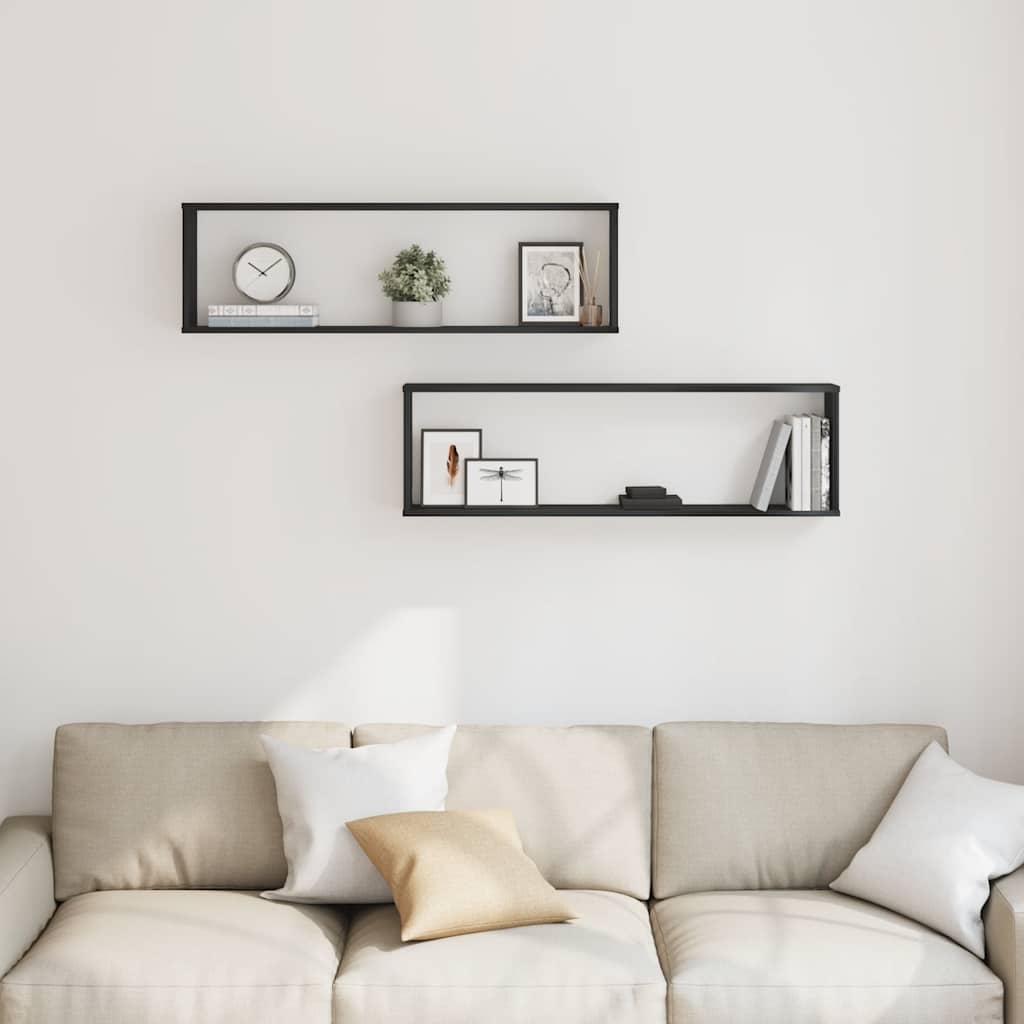 Étagères murales cube 2 pcs chêne noir 100x15x30 cm bois