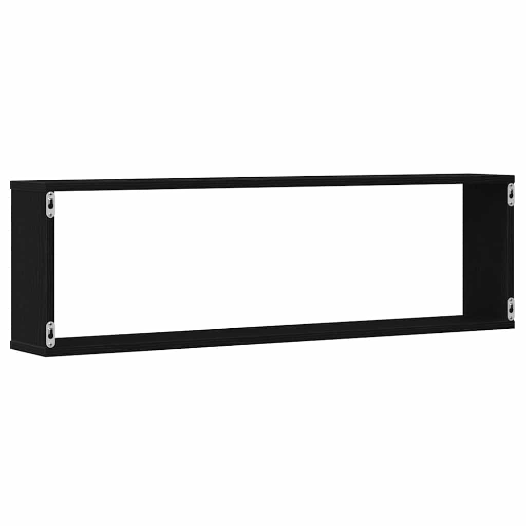 Étagères murales cube 2 pcs chêne noir 100x15x30 cm bois