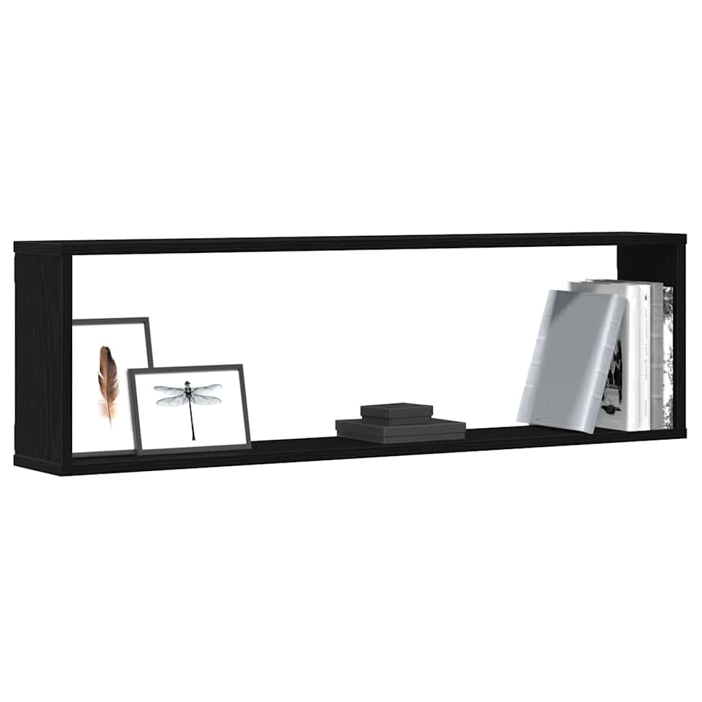 Étagères murales cube 4 pcs chêne noir 100x15x30 cm bois