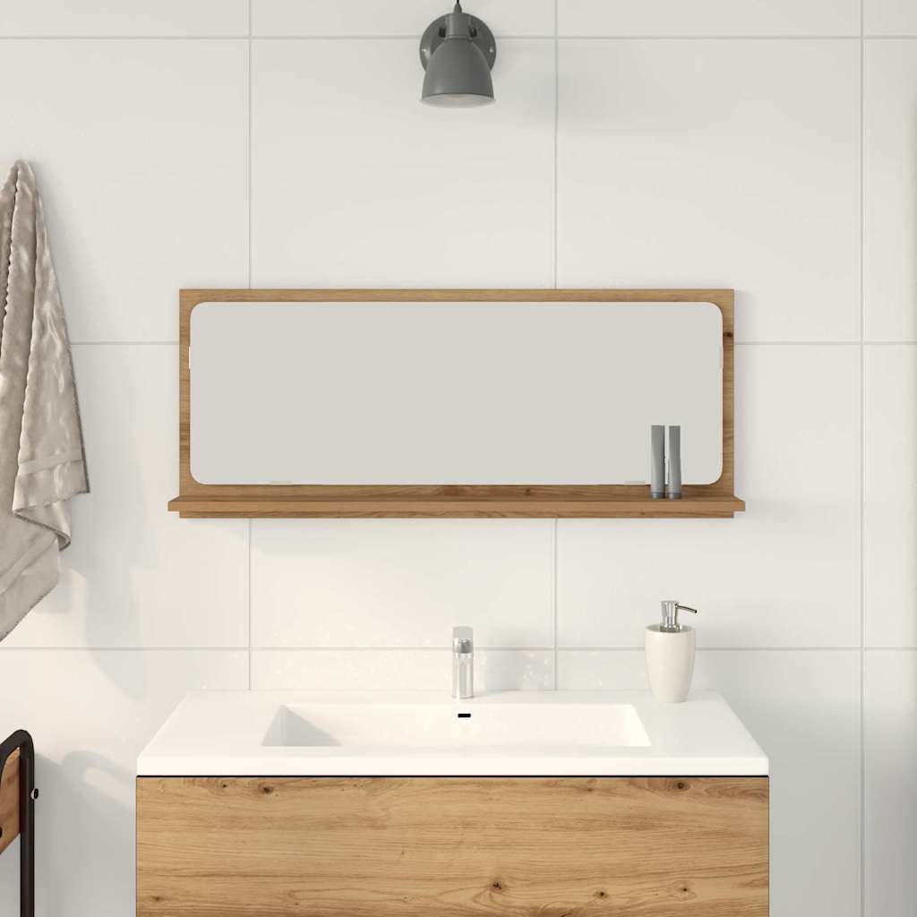 Étagère miroir avec étagère Chêne artisan 90 x 10.5 x 37 cm