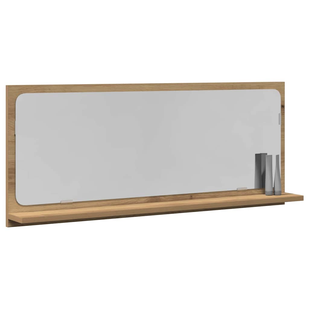 Étagère miroir avec étagère Chêne artisan 90 x 10.5 x 37 cm