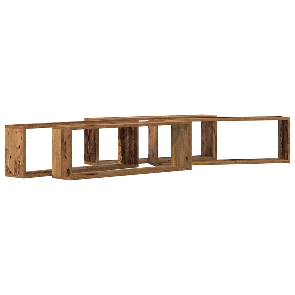 Étagère murale avec étagère 4 pcs Bois ancien 80 x 15 x 26 cm