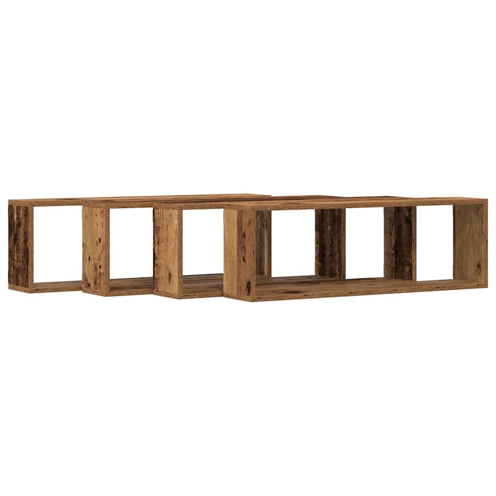 Étagère murale avec étagère 4 pcs Bois ancien 80 x 15 x 26 cm