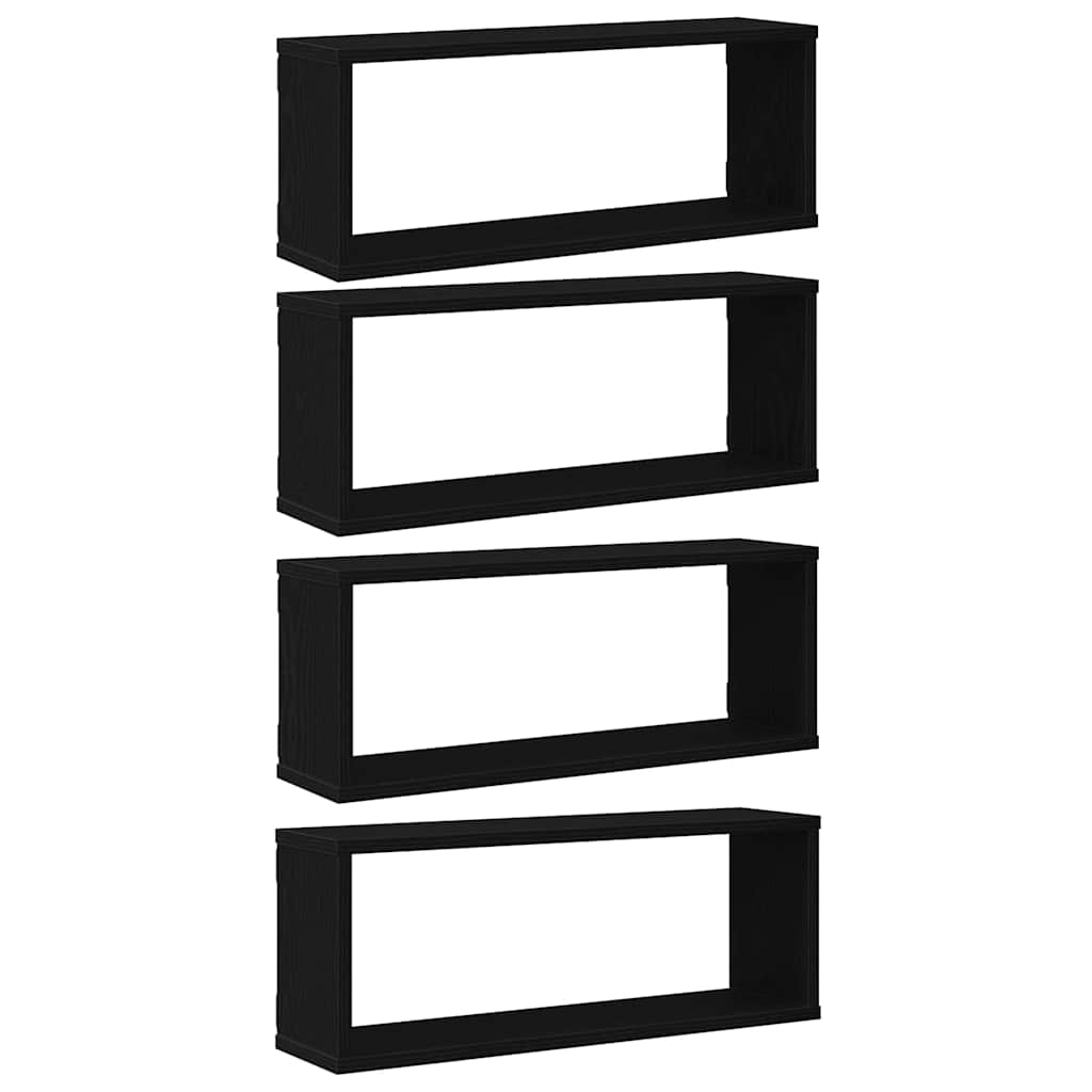 Étagères murales avec étagère 4 pcs Chêne noir 60 x 15 x 23 cm