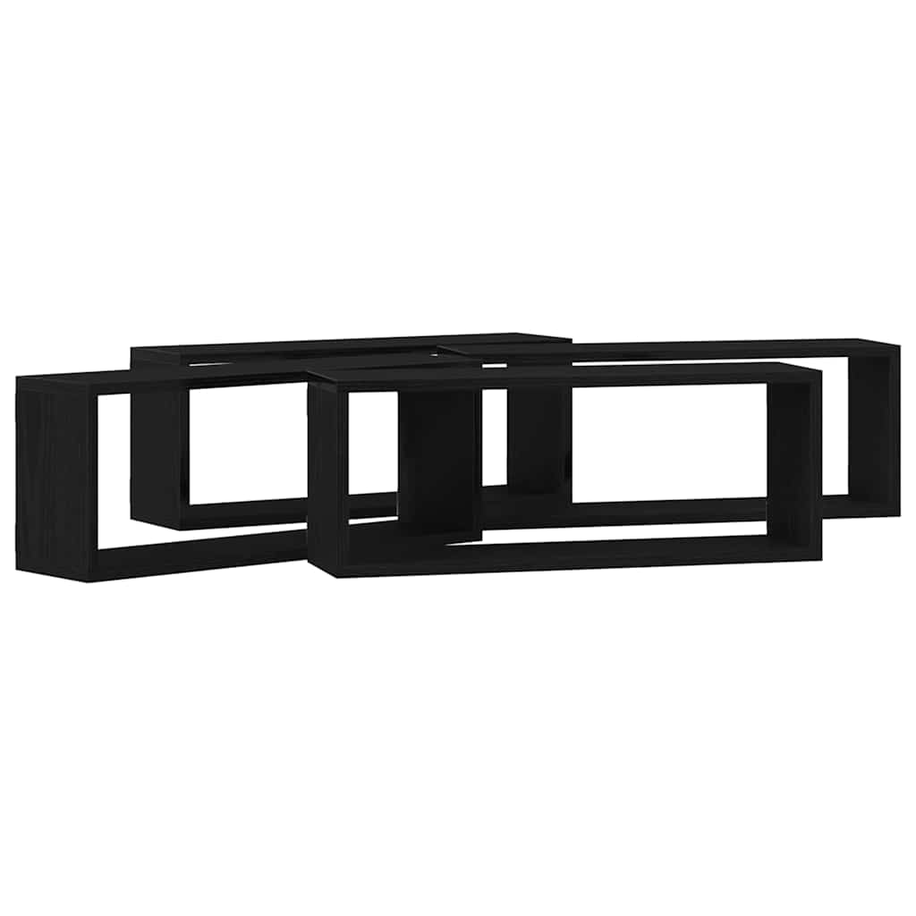 Étagères murales avec étagère 4 pcs Chêne noir 60 x 15 x 23 cm