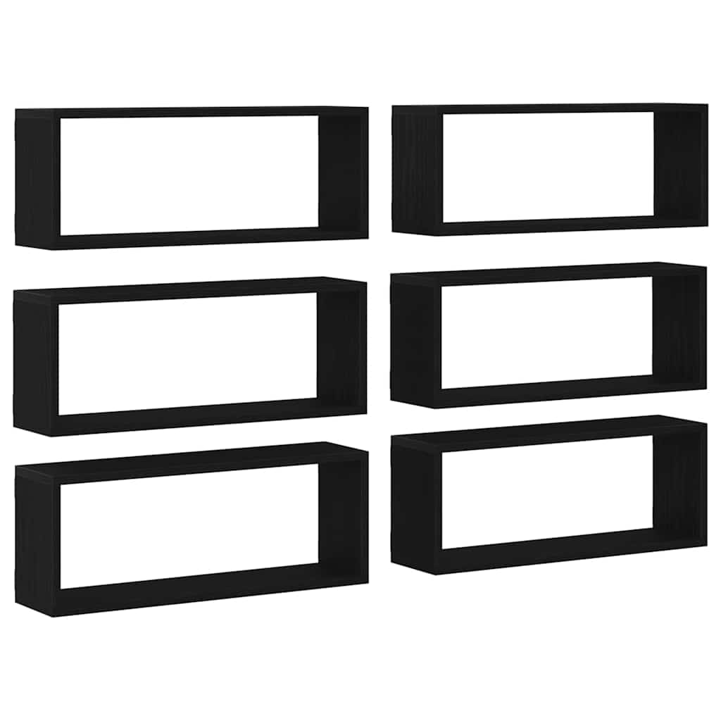 Étagères murales avec étagère 6 pcs Chêne noir 60 x 15 x 23 cm