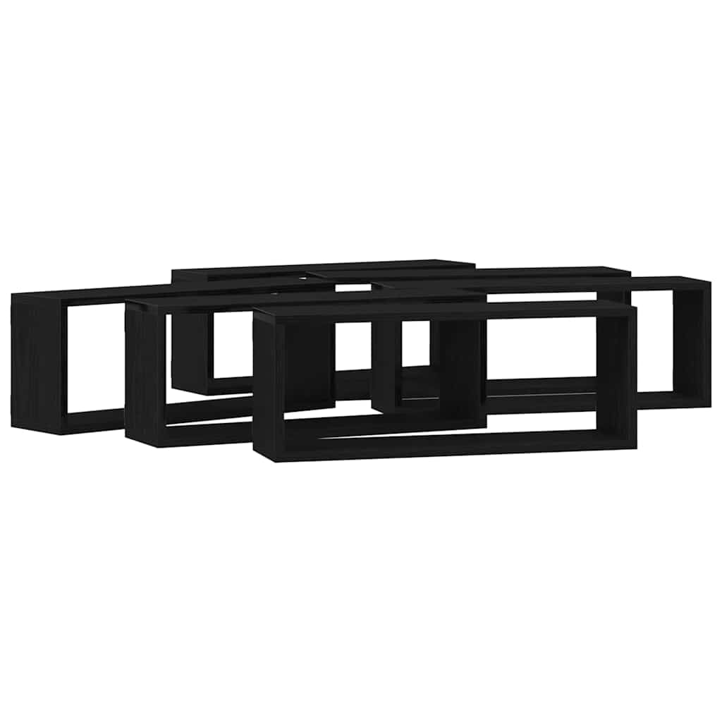 Étagères murales avec étagère 6 pcs Chêne noir 60 x 15 x 23 cm