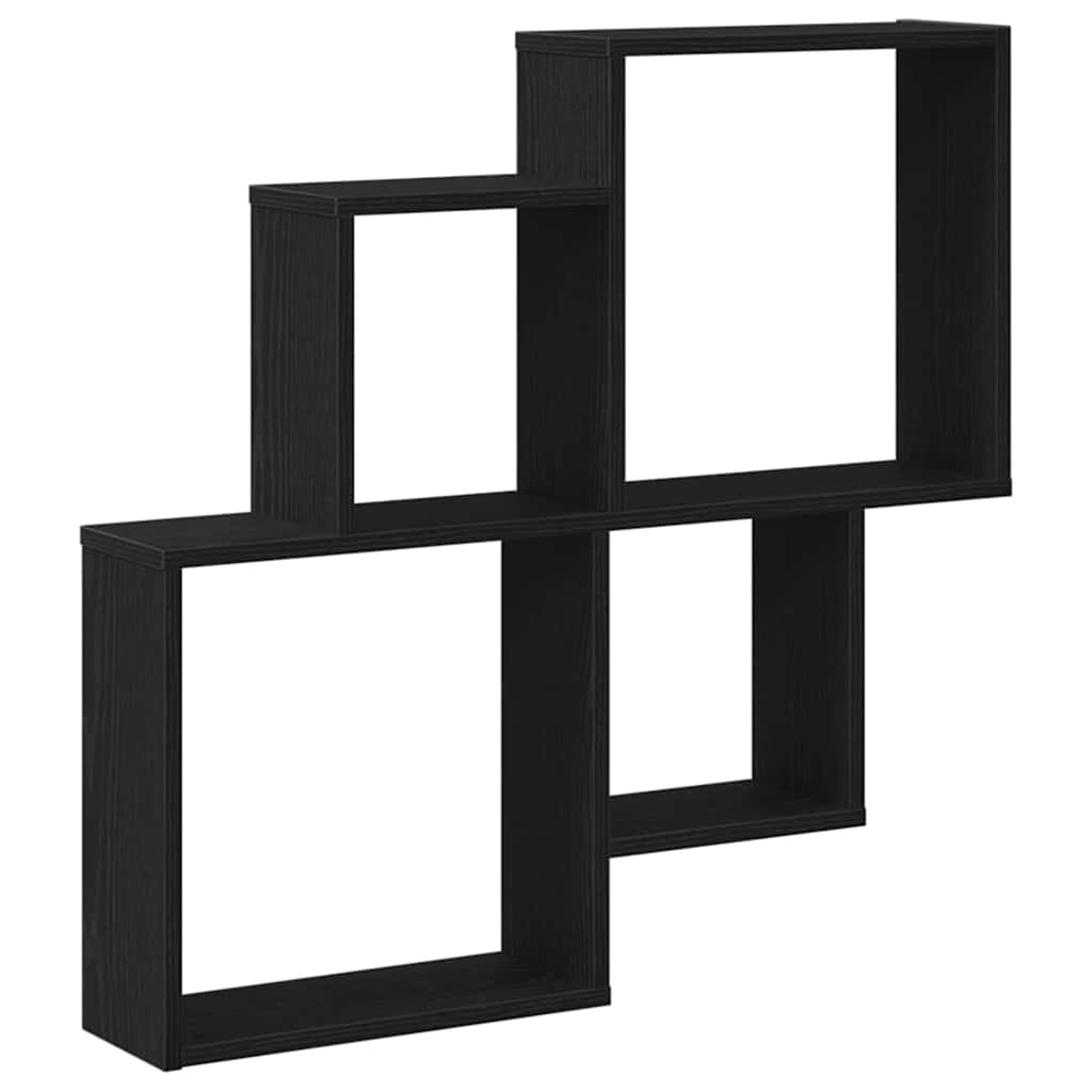 Étagère Murale Cube avec étagère Chêne noir 80 x 15 x 78.5 cm