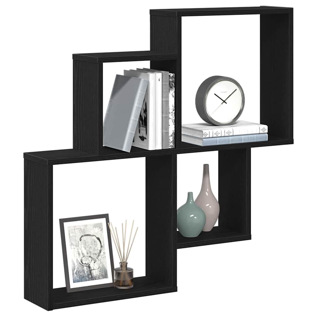 Étagère Murale Cube avec étagère Chêne noir 80 x 15 x 78.5 cm
