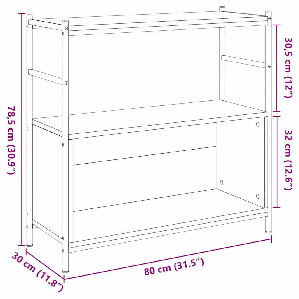 Étagère chêne artisanal 80 x 30 x 78.5 cm Bois d'ingénierie