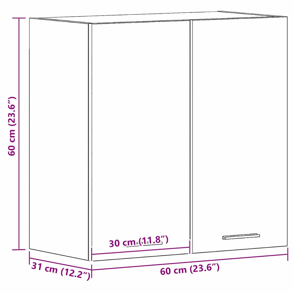 Armoire suspendue Chêne noir 60 x 31 x 60 cm Bois d'ingénierie