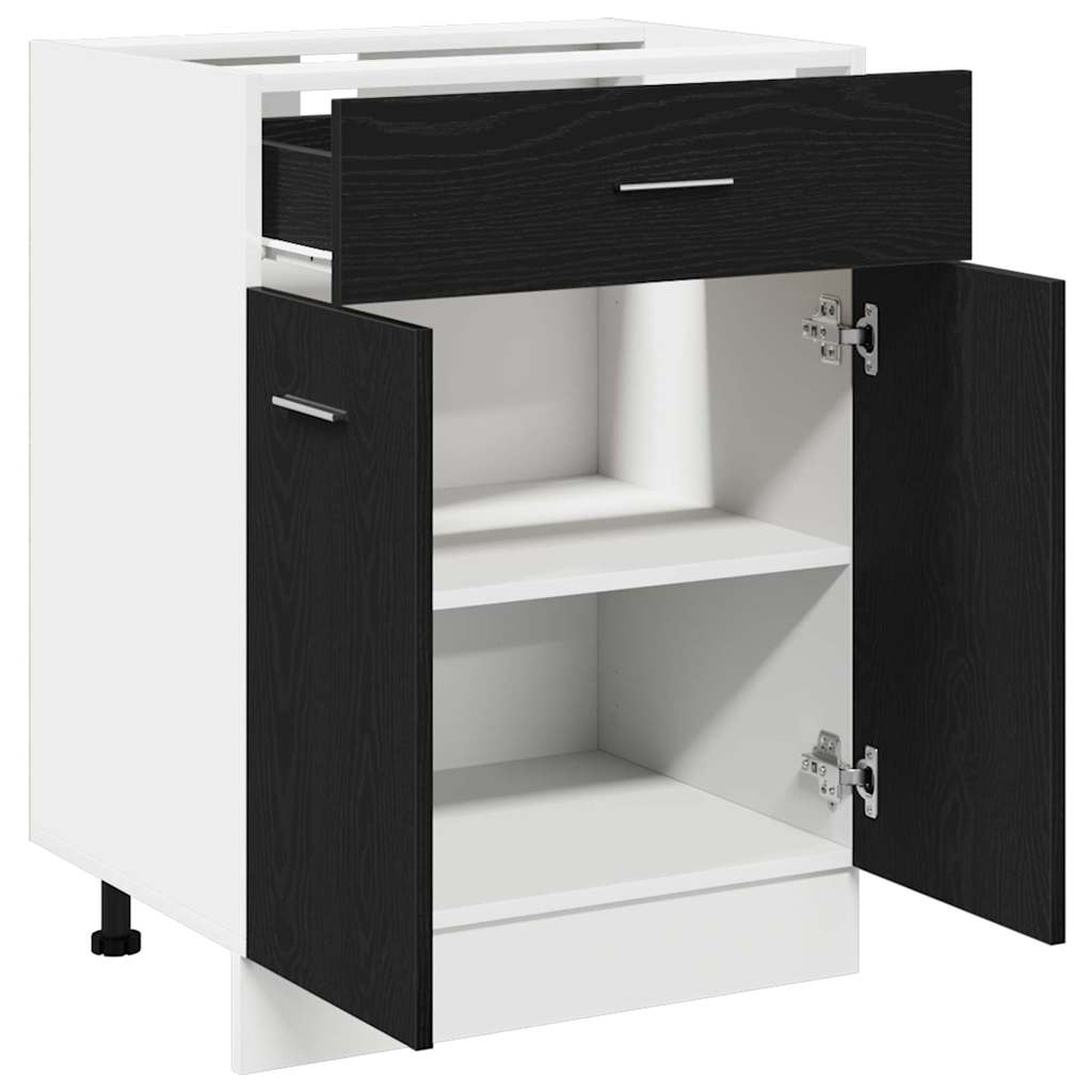 Cabinet de base avec tiroir Chêne noir 60 x 46 x 81.5 cm