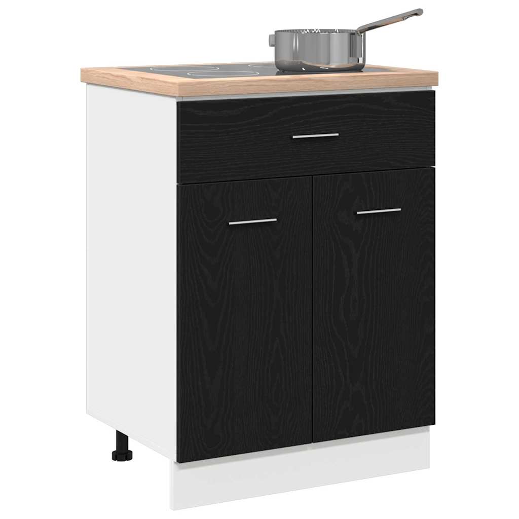 Cabinet de base avec tiroir Chêne noir 60 x 46 x 81.5 cm