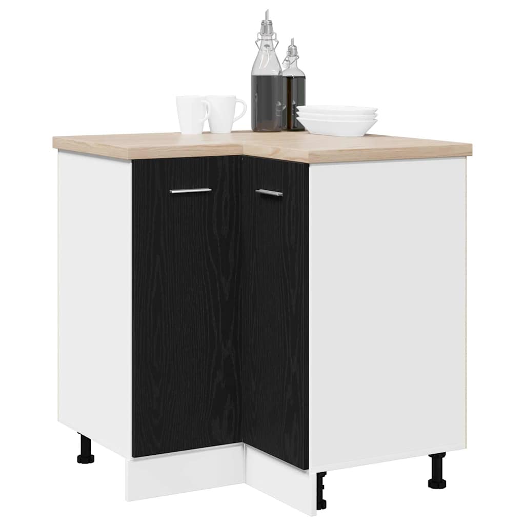 Armoire d'angle en bas Chêne noir 75.5 x 75.5 x 81.5 cm