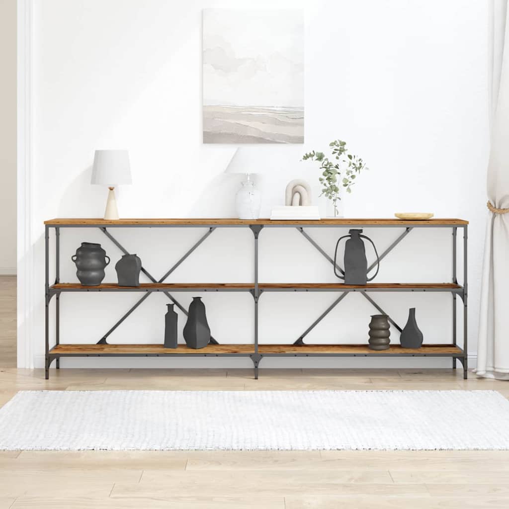 Table Console avec étagère Bois Ancien 200 x 30 x 75 cm