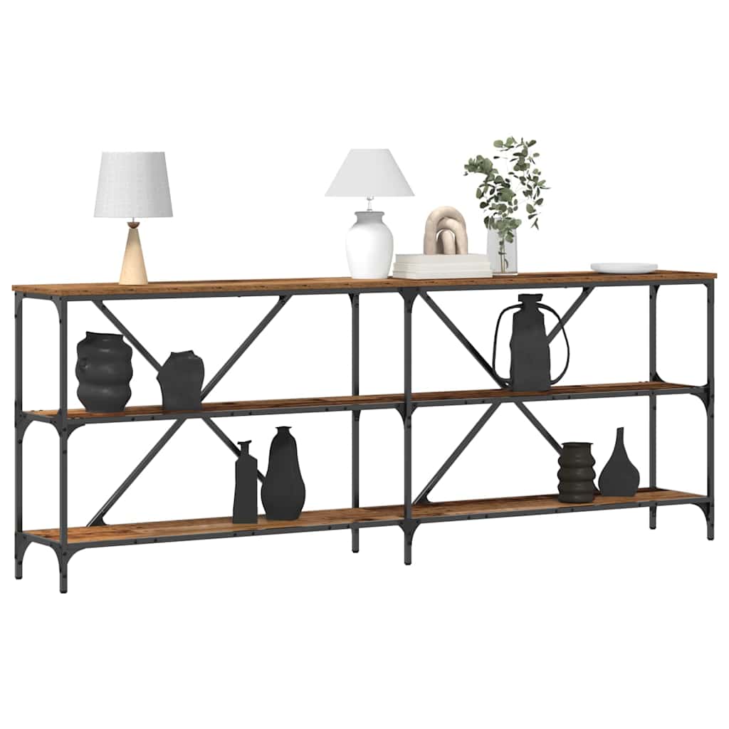 Table Console avec étagère Bois Ancien 200 x 30 x 75 cm
