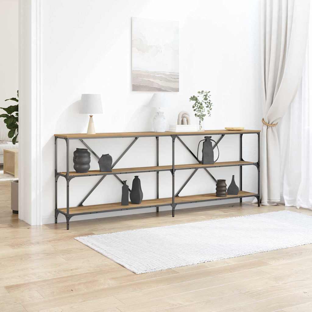 Table Console avec étagère chêne artisanal 200 x 30 x 75 cm
