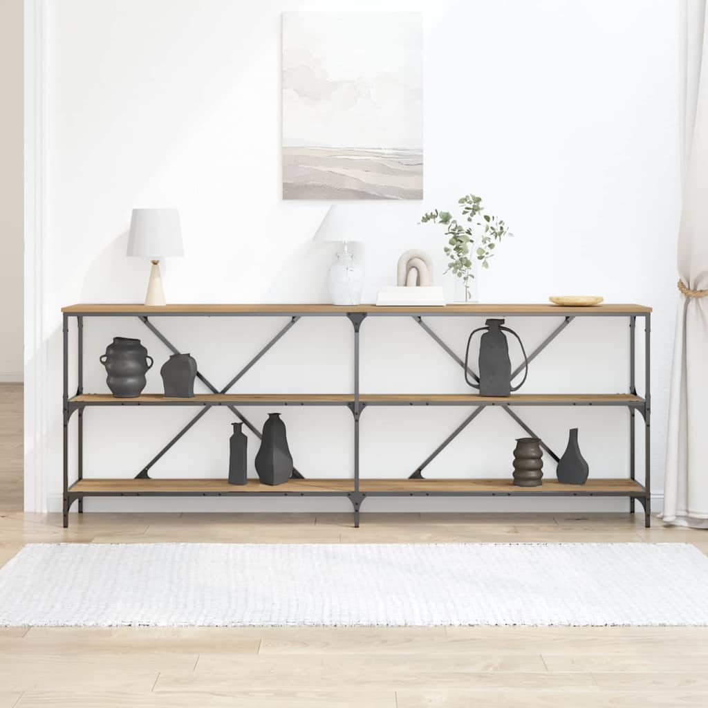 Table Console avec étagère chêne artisanal 200 x 30 x 75 cm