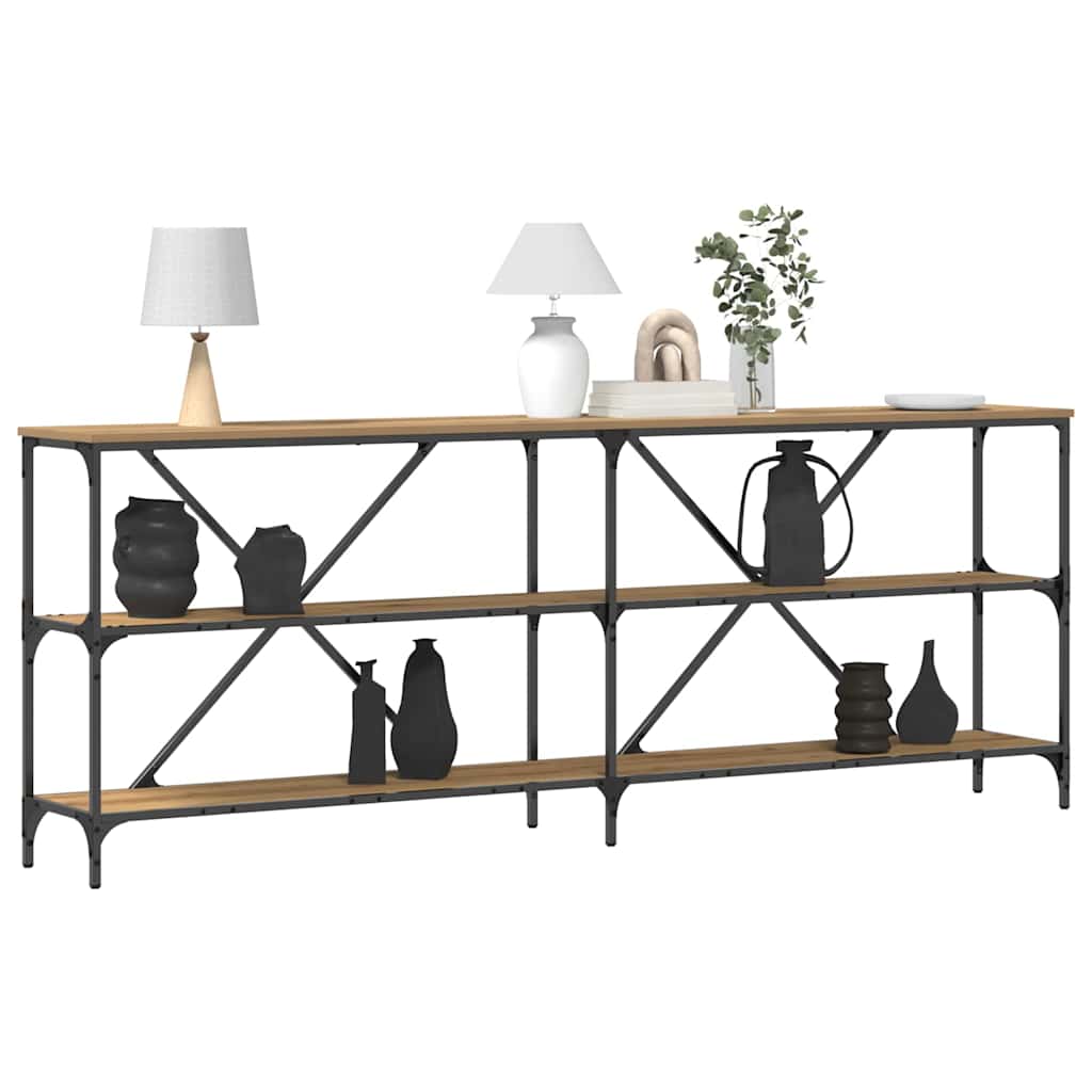 Table Console avec étagère chêne artisanal 200 x 30 x 75 cm