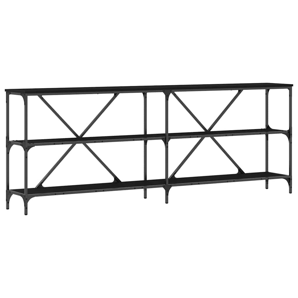 Table Console avec étagère Chêne noir 200 x 30 x 75 cm