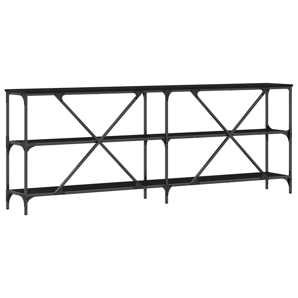 Table Console avec étagère Chêne noir 200 x 30 x 75 cm