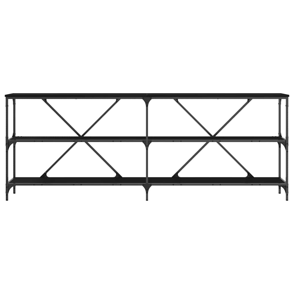Table Console avec étagère Chêne noir 200 x 30 x 75 cm