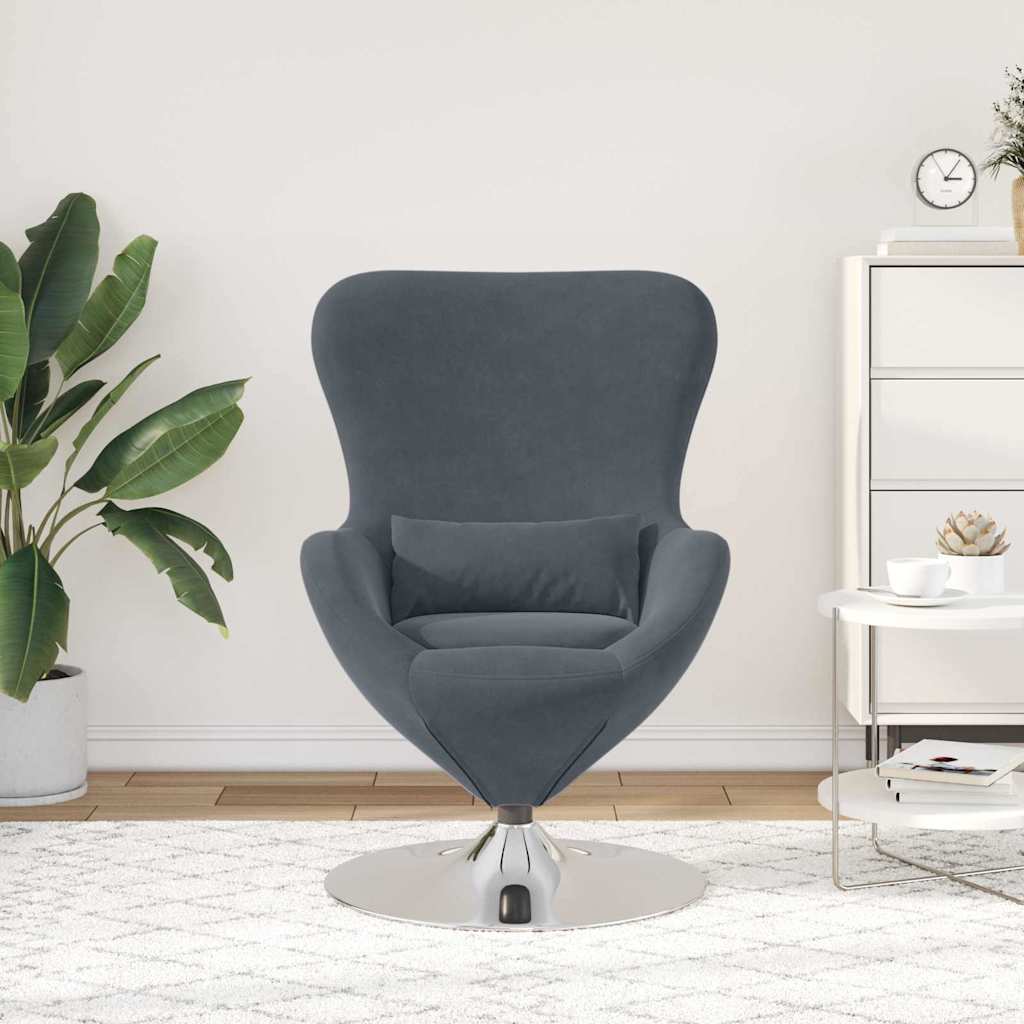 Fauteuil œuf Gris foncé 63 x 73 x 90 cm Velours