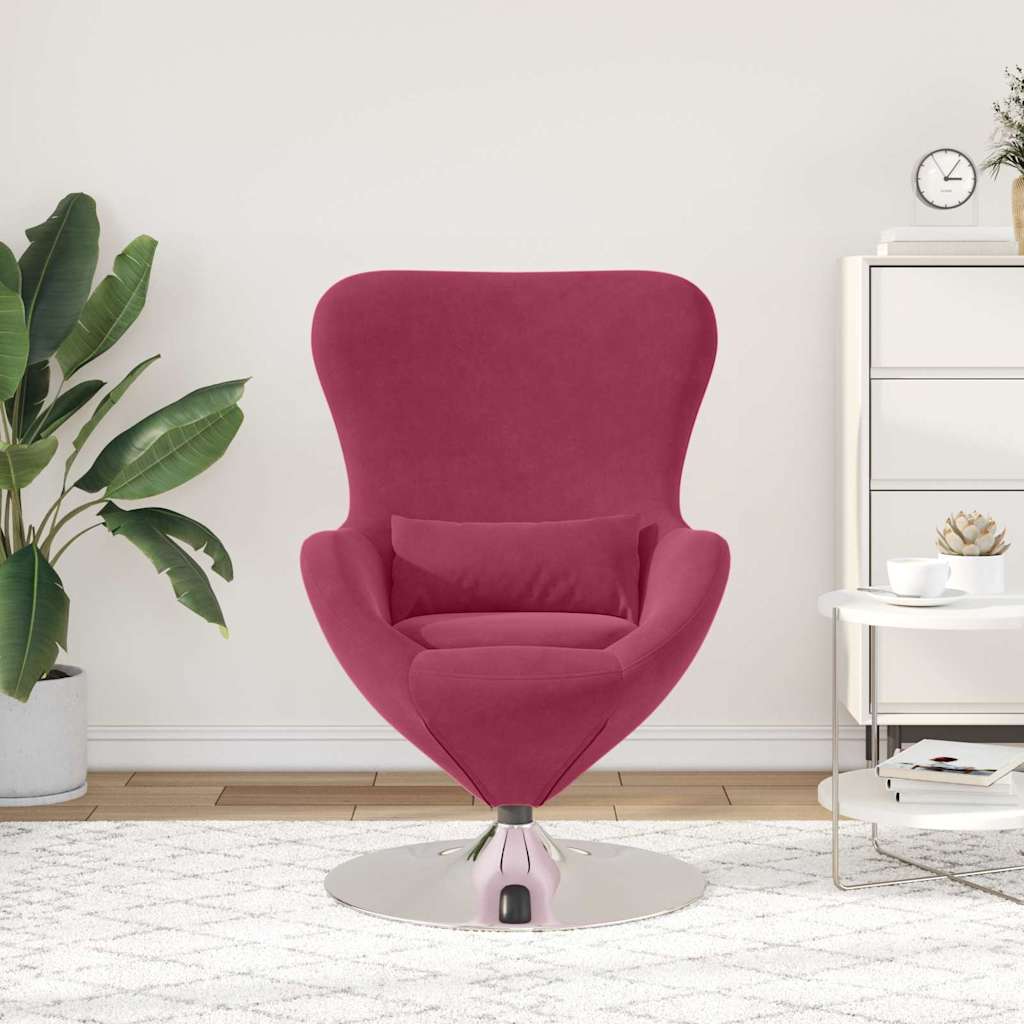 Fauteuil œuf Rouge bordeaux 63 x 73 x 90 cm Velours