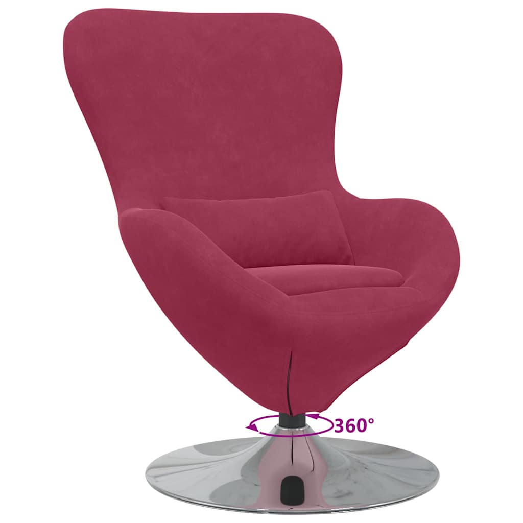 Fauteuil œuf Rouge bordeaux 63 x 73 x 90 cm Velours