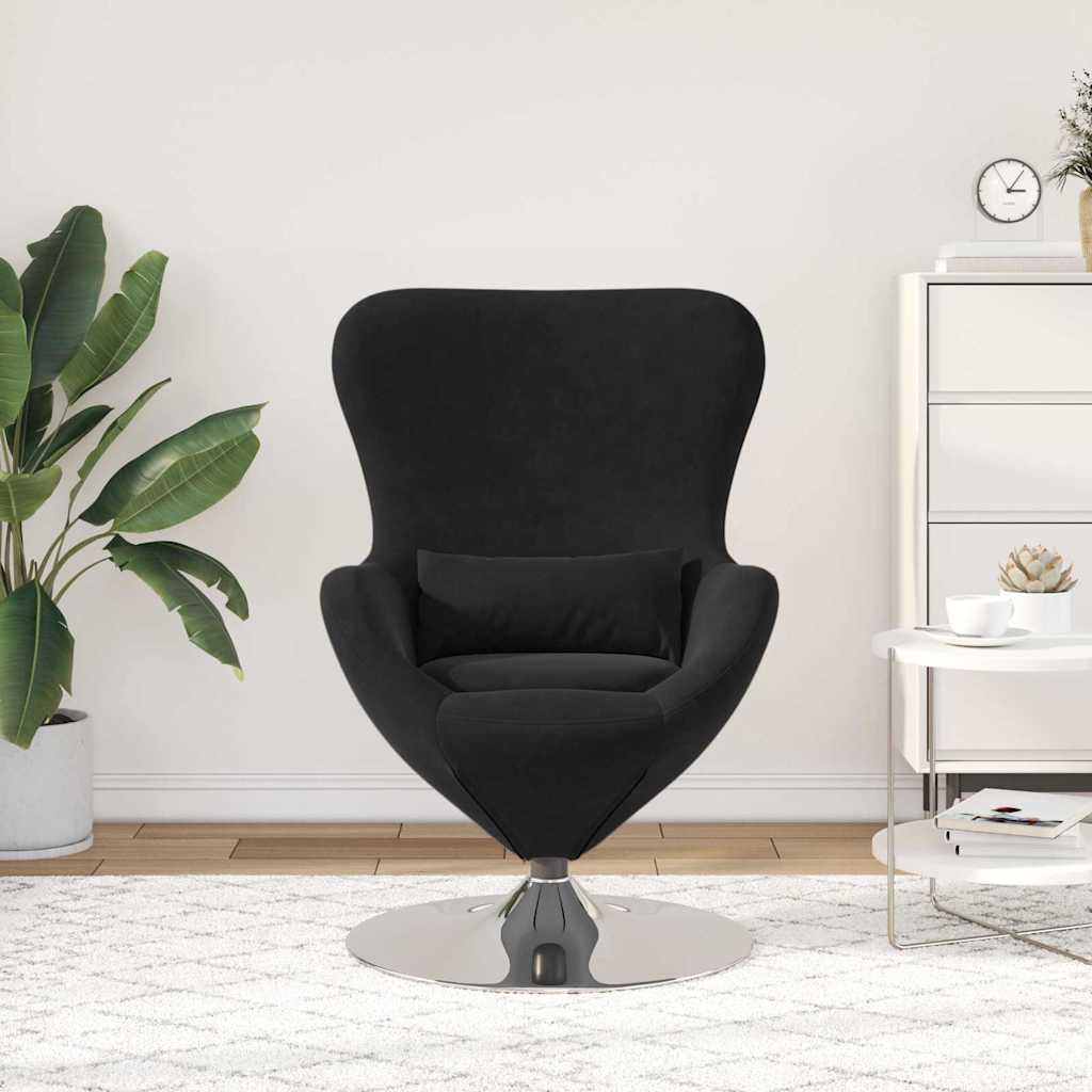 Fauteuil œuf Noir 63 x 73 x 90 cm Velours
