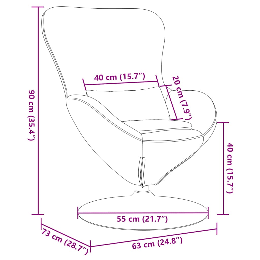 Fauteuil œuf Jaune 63 x 73 x 90 cm Velours