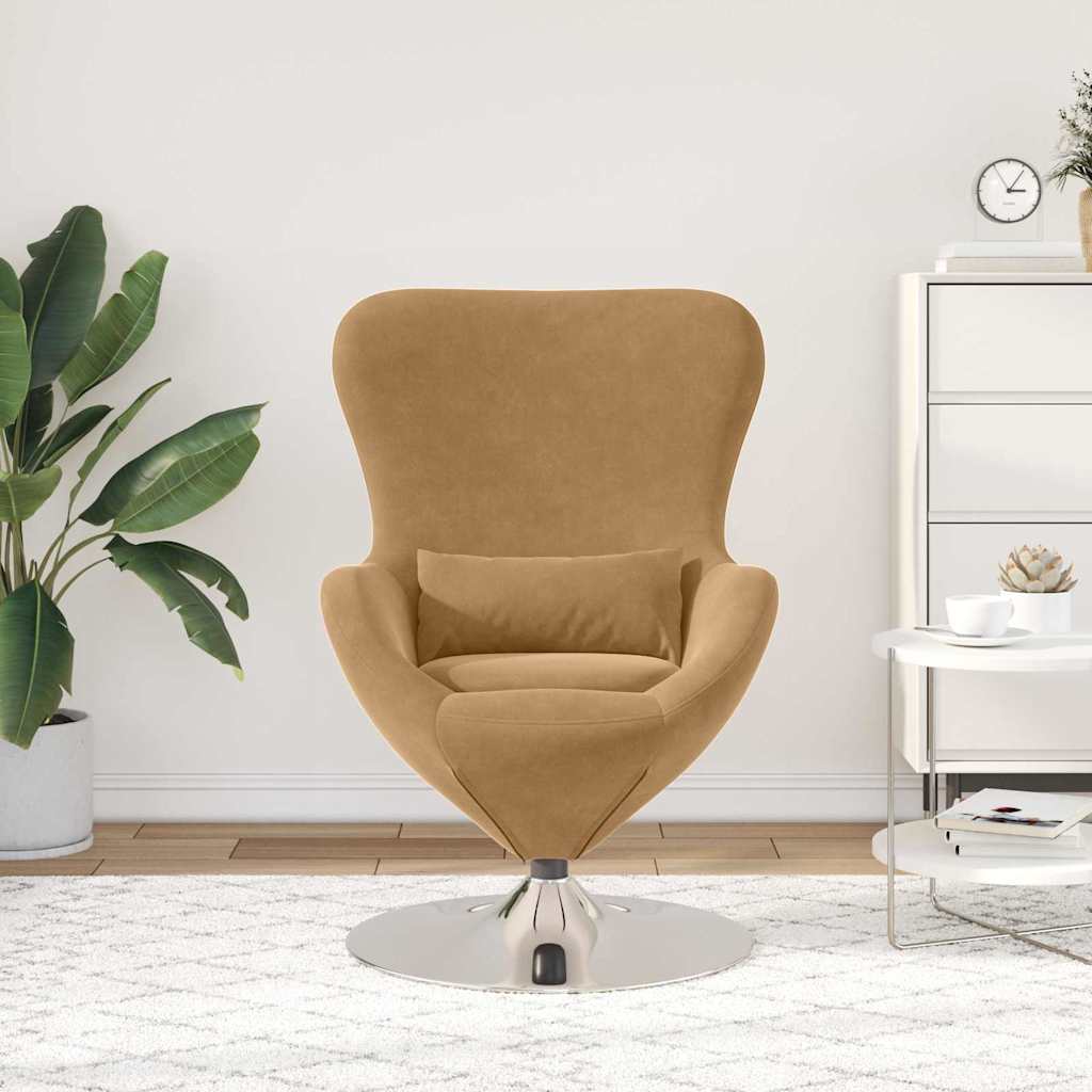 Fauteuil œuf Marron clair 63 x 73 x 90 cm Velours