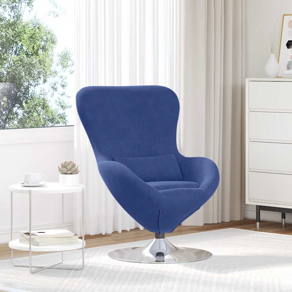 Fauteuil œuf Bleu police 63 x 73 x 90 cm Velours