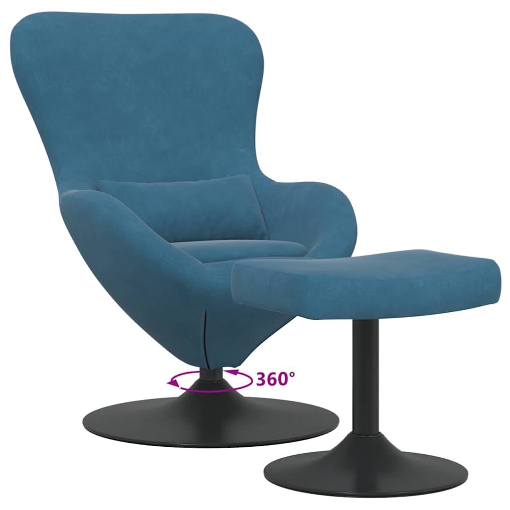 Fauteuil œuf 2 pcs Bleu 63 x 73 x 90 cm Velours